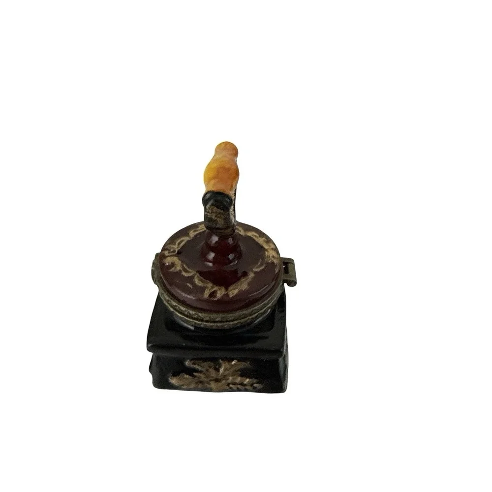 Vintage Flat IRON Shaped TRINKET Pill Box Figurine Porcelain 2.8